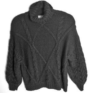 ASOS Cable Knit Balloon Sleeve Turtleneck Sweater